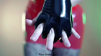 submissive granny wears rubber clothes