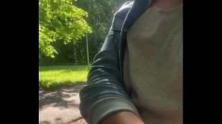 fat pussy in pants walking on the road