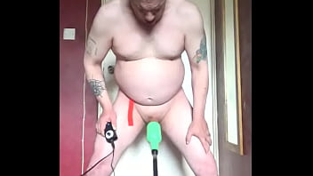 self bondage using but plug machine