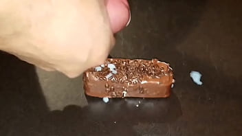 creampie eating closeup